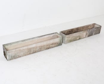 PAIR OF WILLY GUHL CEMENT TROUGH PLANTERS C. 1960S