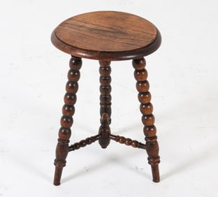 DUTCH OAK BOBBIN TUNRNED SIDE TABLE C. 1930S