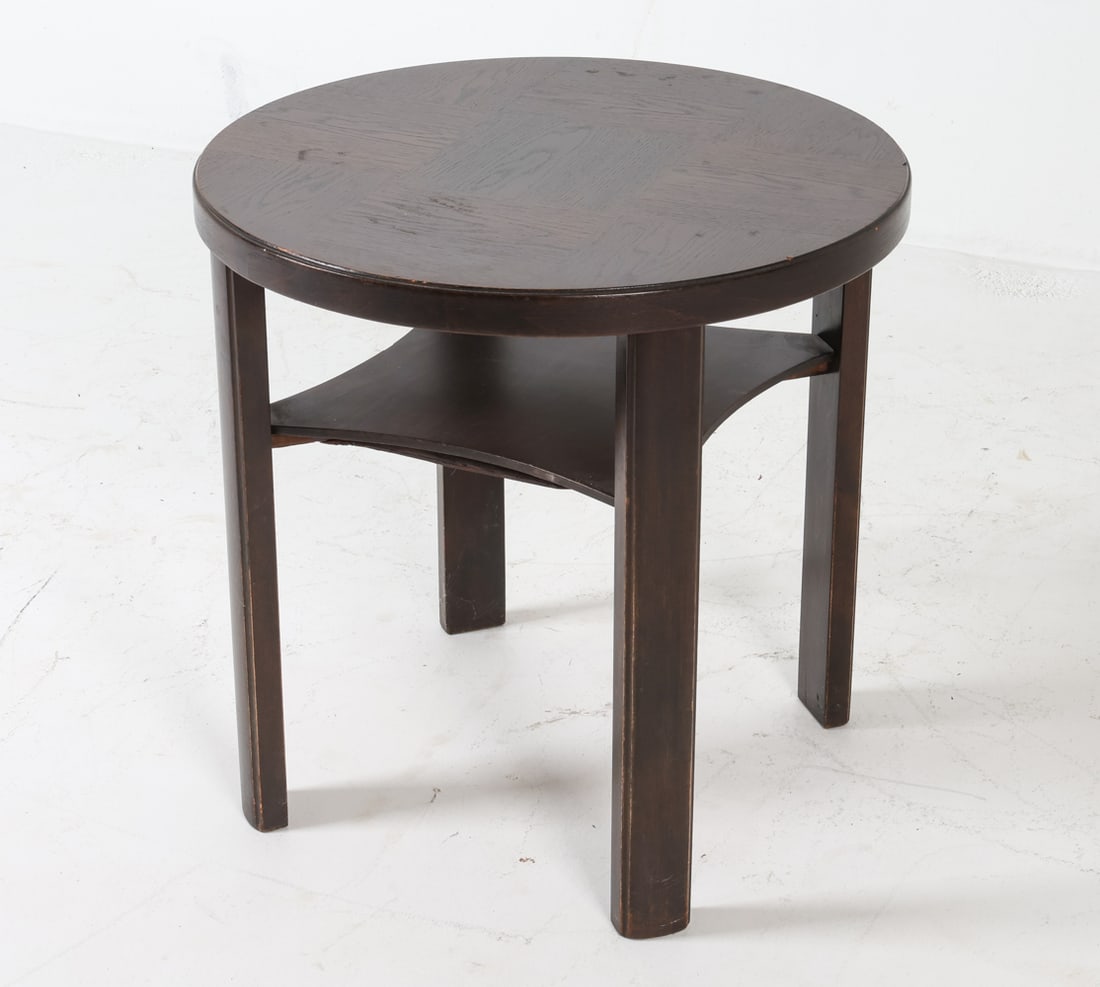DUTCH ART DECO OAK & BEECH SIDE TABLE C. 1930S (1 of 13)