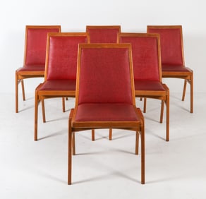 (6) DUTCH BEECH & SKAI LUNCHROOM CHAIRS C. 1960S