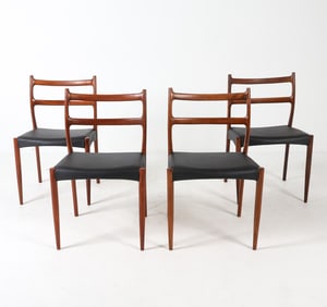 (4) DANISH ROSEWOOD & LEATHER DINING CHAIRS