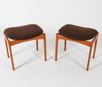 (2) ERIK BUCH TEAK FOOTSTOOLS C. 1960S