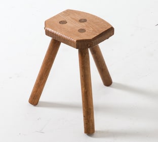 DUTCH RUSTIC OAK MILK STOOL C.1960S
