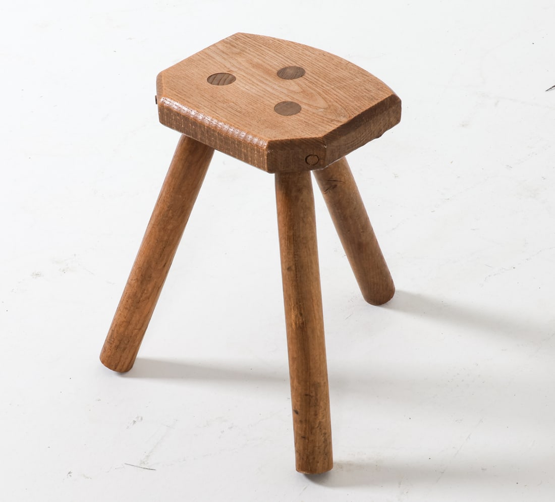 DUTCH RUSTIC OAK MILK STOOL C.1960S (1 of 10)