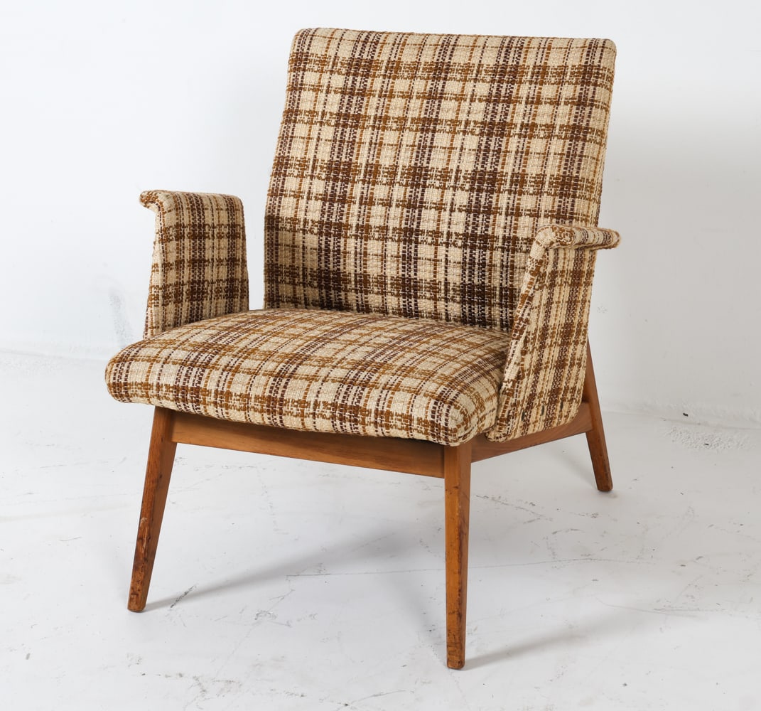 AKERBLOM SWEDISH OAK & WOOL LOUNGE CHAIR C. 1960S (1 of 11)