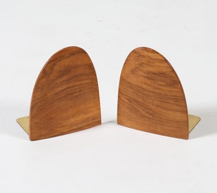 PAIR OF POUL CADOVIUS WALNUT & BRASS BOOKENDS