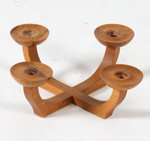 KJAERSGAARD STYLE DANISH TEAK CANDLE HOLDER 1960S