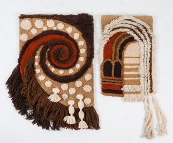 (2) GERMAN WOOL WALL TAPESTIES C. 1970S