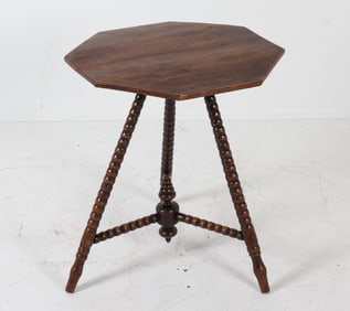 ANTIQUE DUTCH OAK BOBBIN TURNED SIDE TABLE