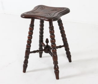 DUTCH OAK BOBBIN-TURNED SIDE TABLE C. 1930S