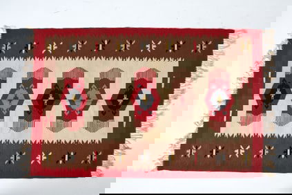 SWEDISH WOOL KILIM RUG C. 1960'S