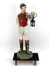 ANTIQUE CEMENT LAWN JOCKEY STATUE