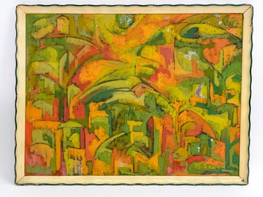 LARGE ABSTRACT SURREALIST OIL PAINTING C. 1962