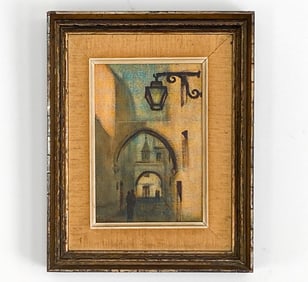 ANNA DURANTI STREET SCENE OIL ON CANVAS BOARD