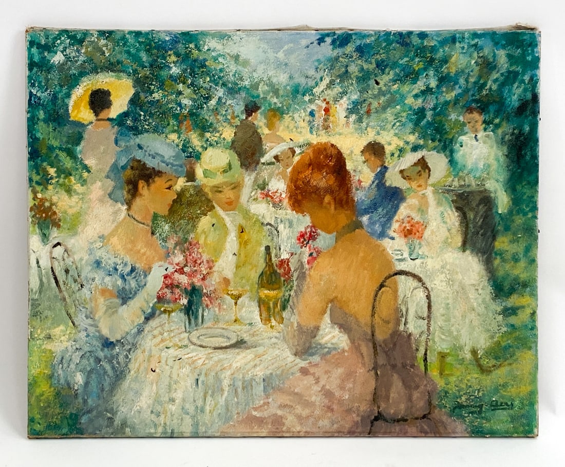 MARGUERITE AERS (BELGIUM,1918-1995) CAFE SCENE O/C (1 of 13)