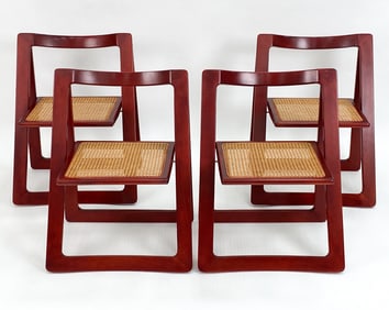 (4) TRIESTE CANED FOLDING CHAIRS BY ALDO JACOBER