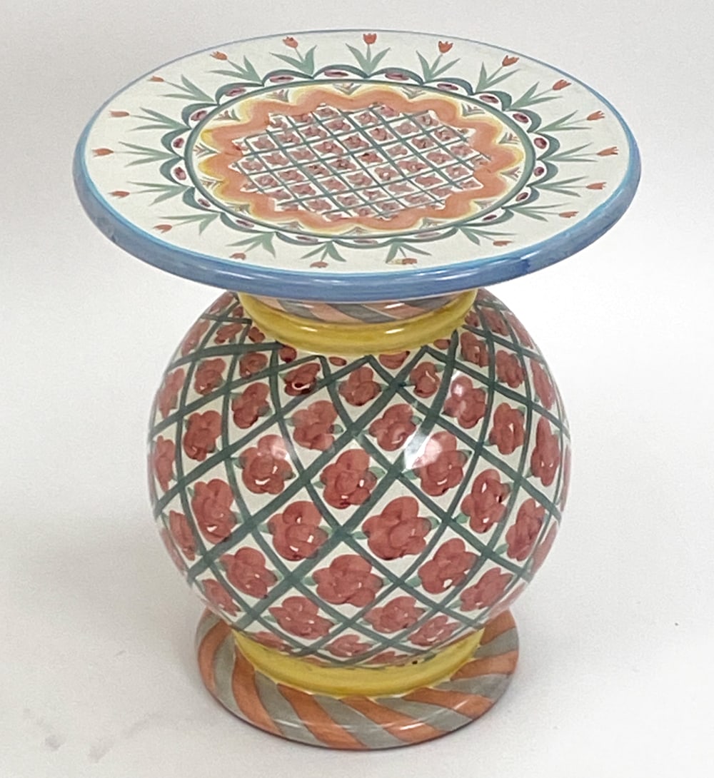 MACKENZIE CHILDS CERAMIC TABLE OR GARDEN STOOL (1 of 12)