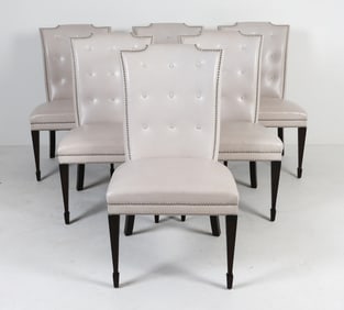 (6) NATURA LEATHER SILVER NAILHEAD DINING CHAIRS