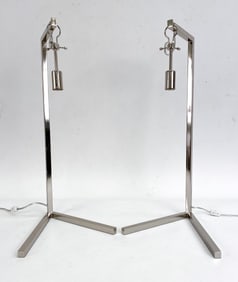 PAIR OF CONTEMPORARY CHROME LAMPS
