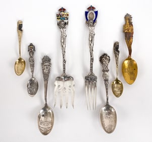 NATIVE AMERICAN STERLING SOUVENIR SPOON GROUPING