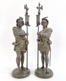 PAIR ANTIQUE WHITE METAL ITALIAN LEGION FIGURES
