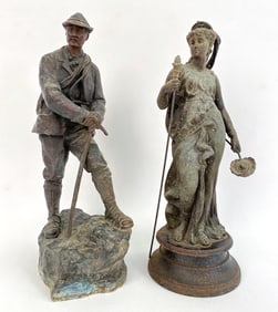 ANTIQUE SPELTER SCULPTURES