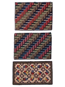 (3) ANTIQUE HANDWOVEN NEEDLEPOINT RUGS