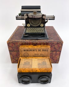 ANTIQUE MINI TOY TYPEWRITER AND STEREOSCOPE