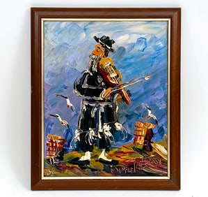 MORRIS KATZ (1932-2010) FIDDLER O/B PAINTING