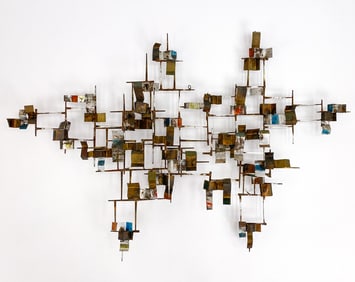 MID-CENTURY BRUTALIST METAL WALL SCULPTURE