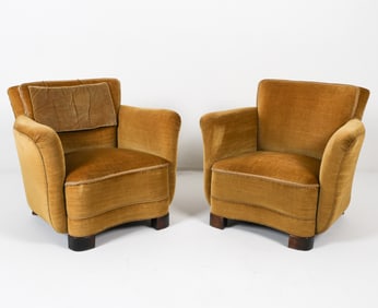 FRTIZ HANSEN STYLE DANISH MOHAIR LOUNGE CHAIRS