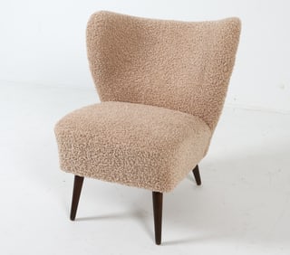 POLISH LAMBS WOOL COCKTAIL CHAIR C. 1960S