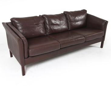STYLE OF MOGENS HANSEN DANISH LEATHER SOFA