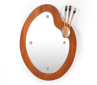 MID-CENTURY ROSEWOOD PAINTERS PALETTE MIRROR