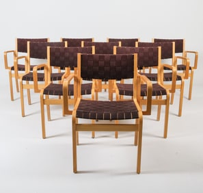 (10) ALVAR AALTO STYLE BEECH DINING CHAIRS