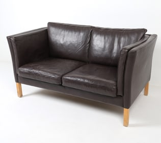 MOGENS HANSEN STYLE DANISH LEATHER SOFA C. 1960S