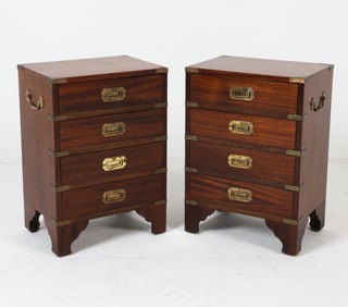 PAIR OF BRITISH MAHOGANY CAMPAIGN CHESTS C. 1960S