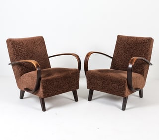PAIR JINDRICH HALABALA BEECH LOUNGE CHAIRS