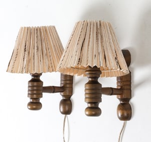 PAIR OF SWEDISH PINE WALL SCONCES C. 1970S