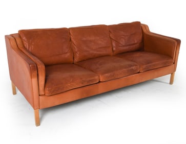 STOUBY DANISH BEECH & LEATHER SOFA