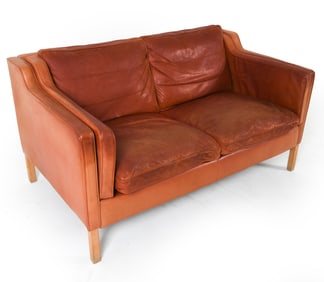 STOUBY DANISH BEECH & LEATHER SOFA