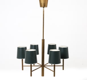 SVEND MEJLSTROM STYLE BRASS CHANDELIER C. 1970S