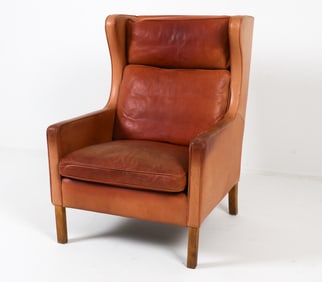 MOGENS HANSEN STYLE STOUBY LEATHER LOUNGE CHAIR