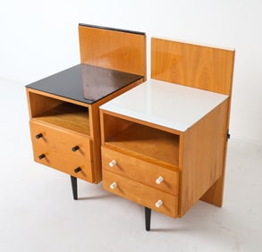 PAIR OF MOJMIR POZAR BEECH NIGHTSTANDS C. 1970S