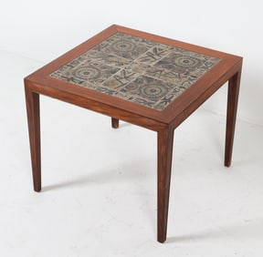 DANISH ROSEWOOD ROYAL COPENHAGEN TILE SIDE TABLE
