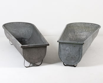 (2) VINTAGE ZINC BATHTUBS