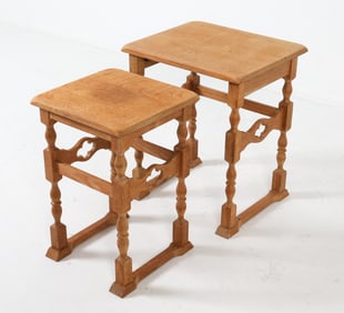 KJAERNULF STYLE DANISH OAK NESTING TABLES C. 1970S