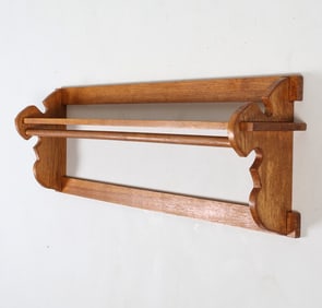 SCANDINAVIAN OAK WALL SHELF COAT RACK C. 1970S
