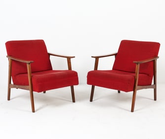 PAIR OF HENRYK LIS BEECH LOUNGE CHAIRS C. 1970S