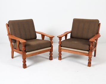 PAIR KJAERNULF STYLE DANISH OAK LOUNGE CHAIRS